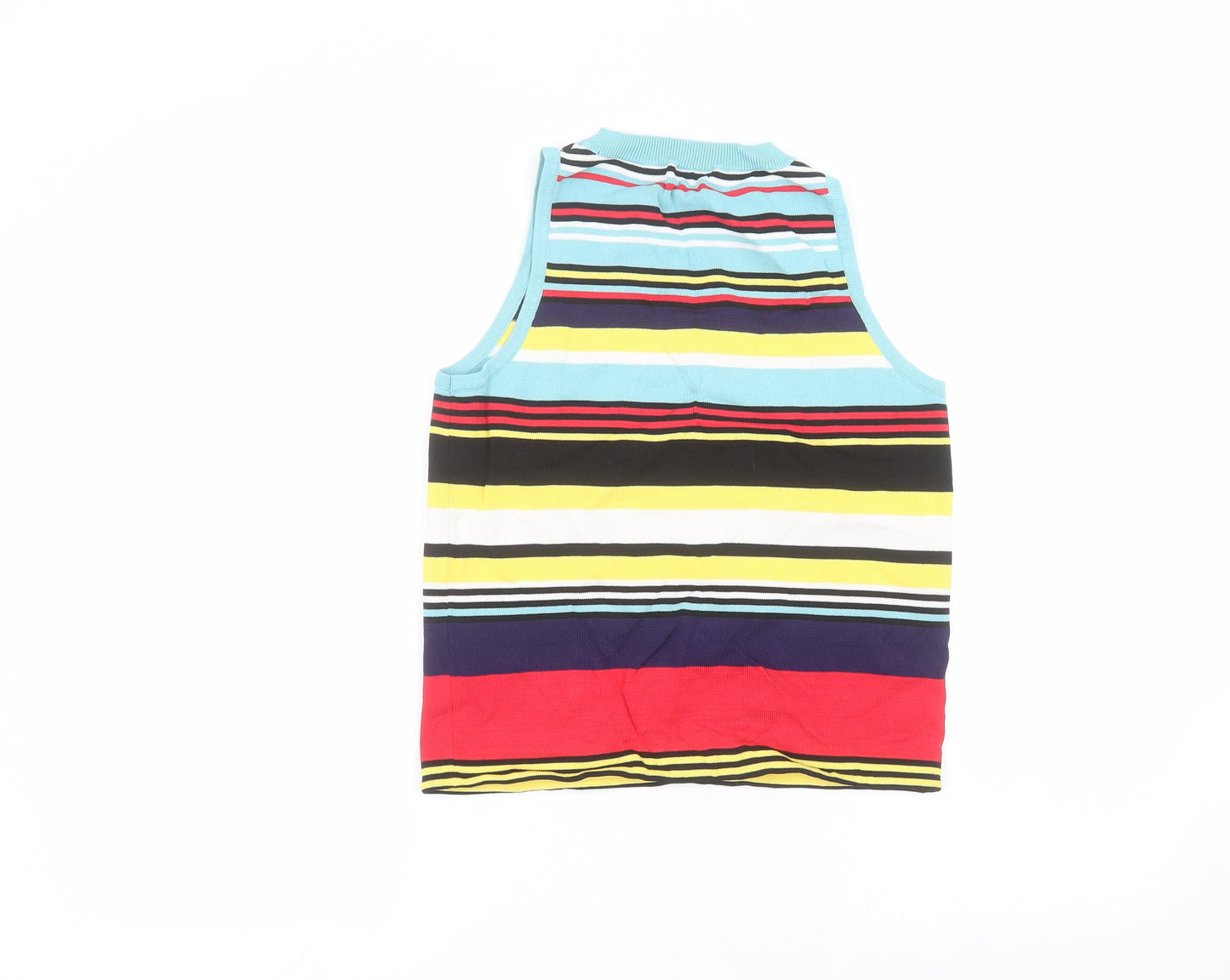 River Island Womens Blue Striped Viscose Basic T-Shirt Size 12 Round Neck