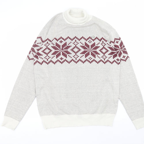 Le brave Womens White Roll Neck  Polyester Pullover Jumper Size L