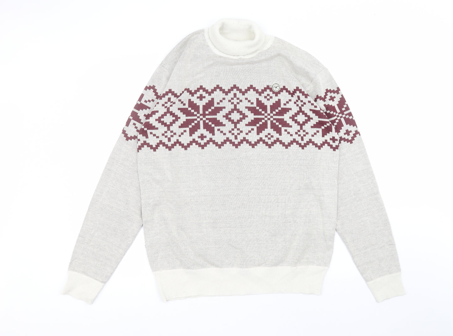 Le brave Womens White Roll Neck  Polyester Pullover Jumper Size L
