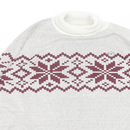 Le brave Womens White Roll Neck  Polyester Pullover Jumper Size L