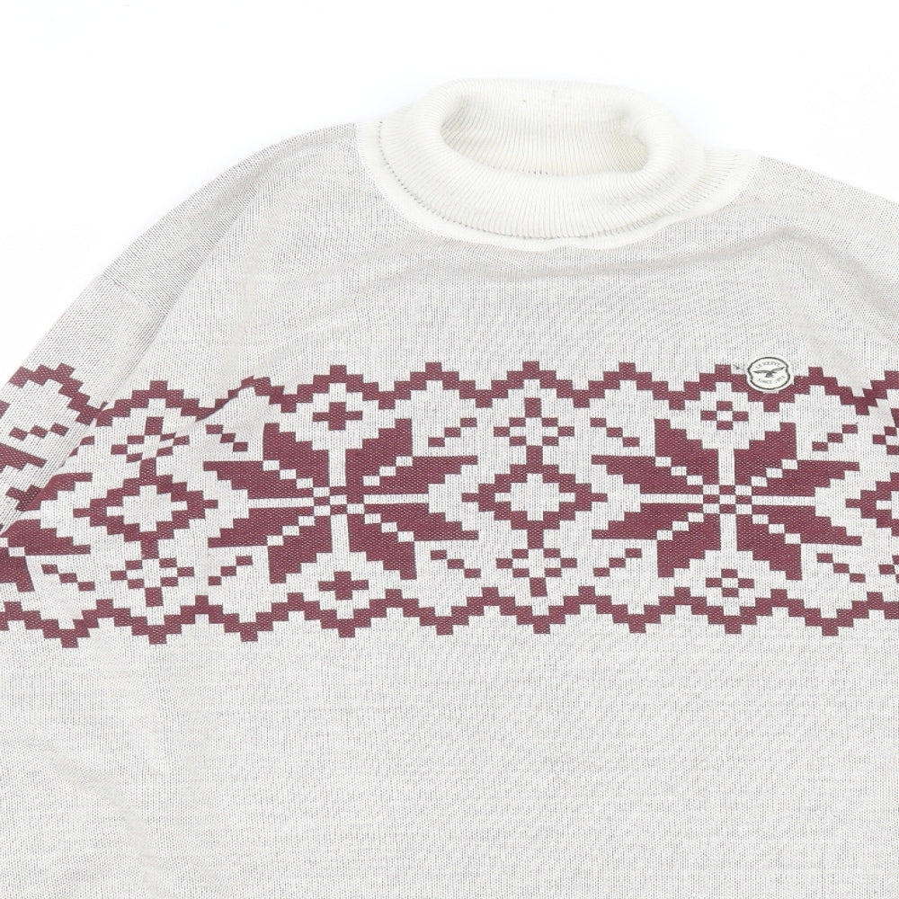 Le brave Womens White Roll Neck  Polyester Pullover Jumper Size L