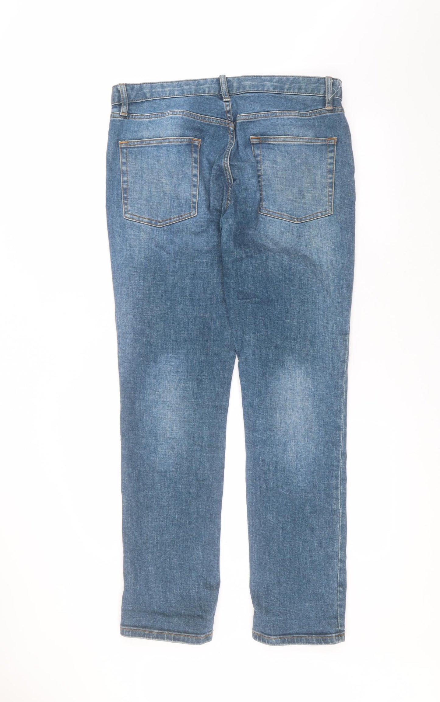 Topman Mens Blue  Cotton Straight Jeans Size 34 in L32 in Regular