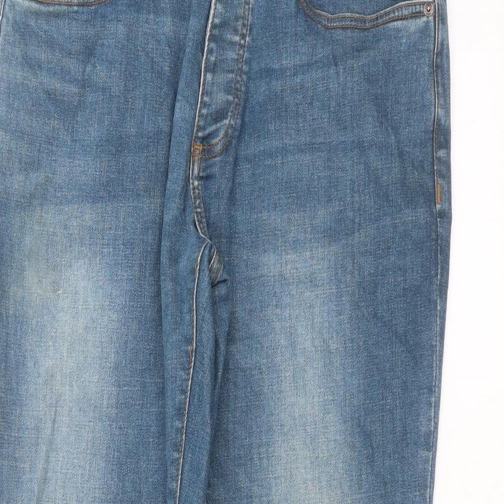 Topman Mens Blue  Cotton Straight Jeans Size 34 in L32 in Regular
