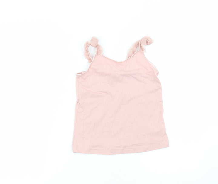 H&M Girls Pink Cotton Basic T-Shirt Size 6-7 Years Round Neck