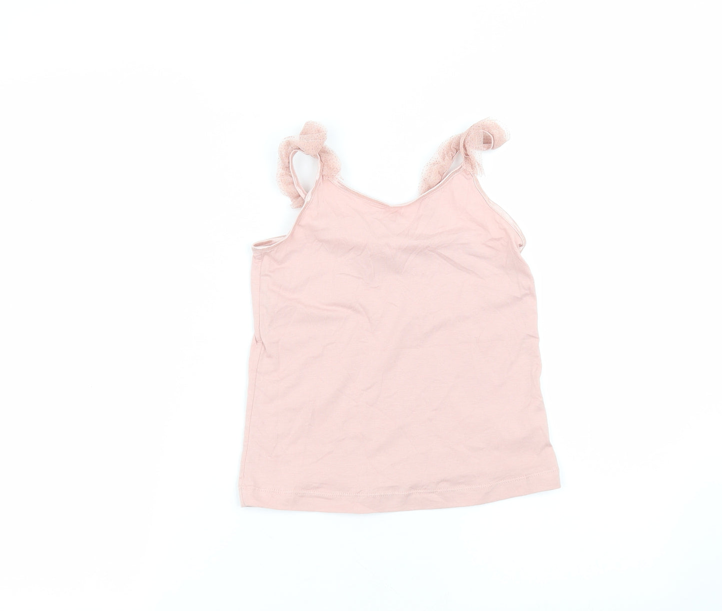 H&M Girls Pink  Cotton Basic T-Shirt Size 6-7 Years Round Neck