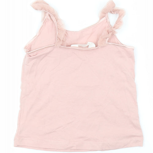 H&M Girls Pink  Cotton Basic T-Shirt Size 6-7 Years Round Neck