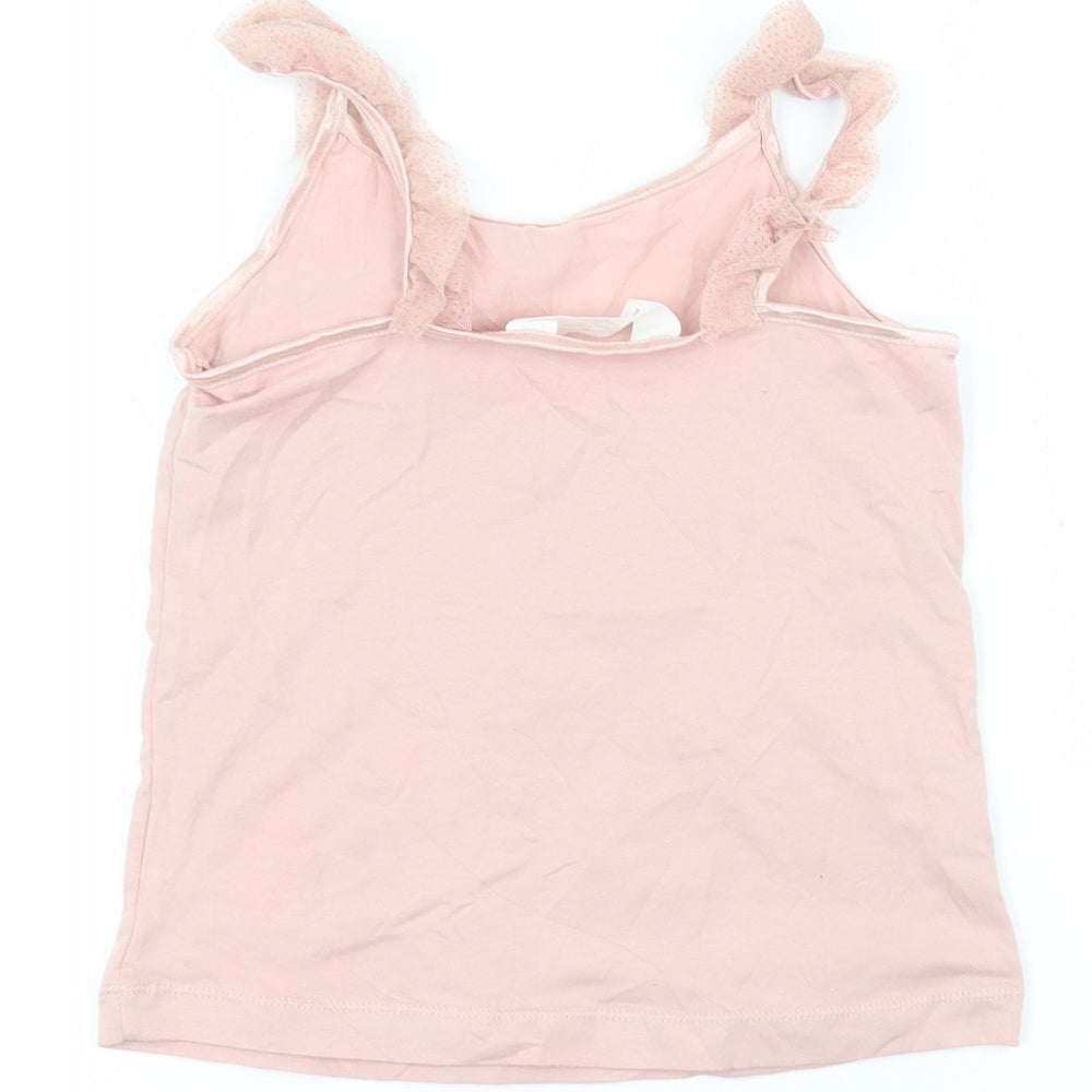 H&M Girls Pink  Cotton Basic T-Shirt Size 6-7 Years Round Neck