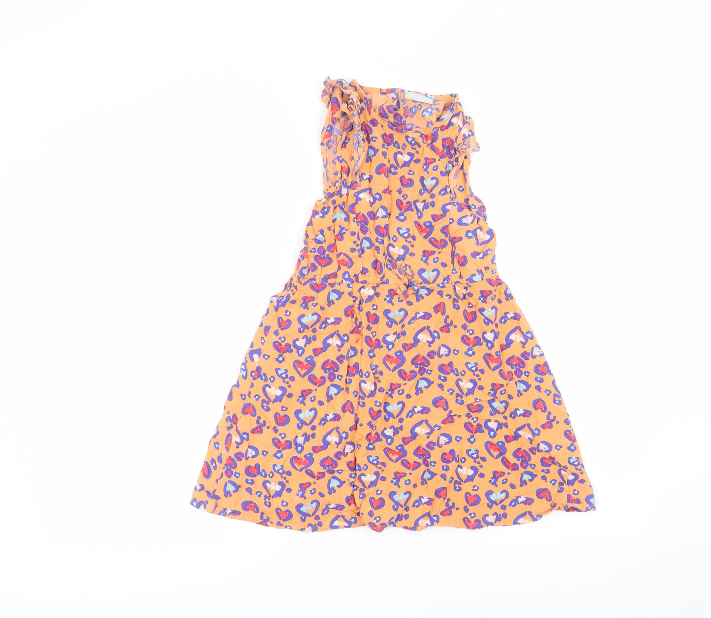 Matalan Girls Orange  Viscose A-Line  Size 8 Years  Round Neck