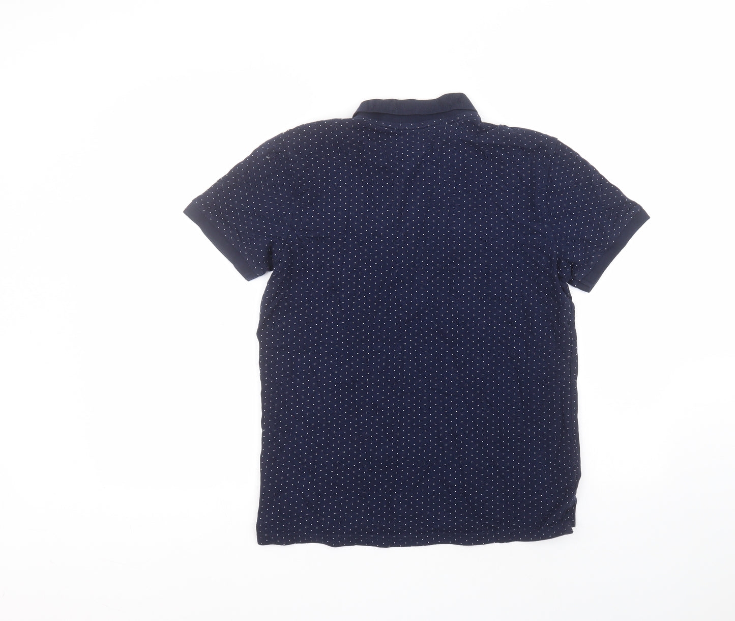 H&M Boys Blue Polka Dot Cotton Basic Polo Size 14 Years Collared