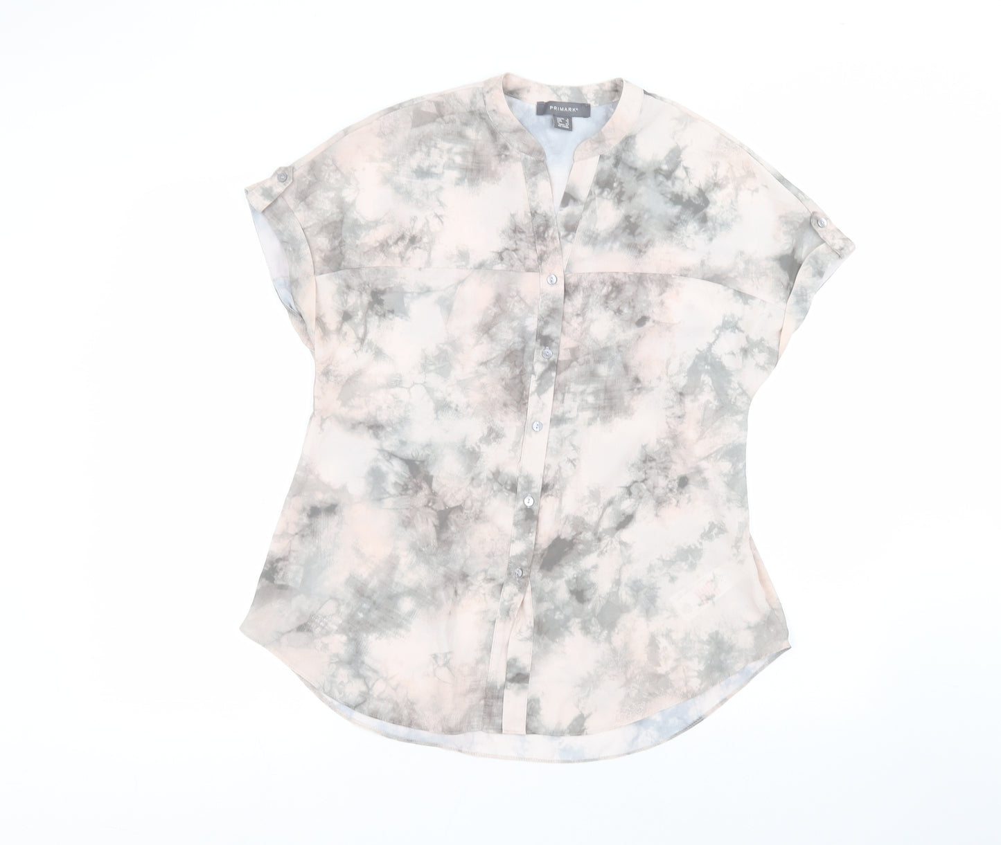 Primark Womens Pink  Polyester Basic Button-Up Size 8 Round Neck