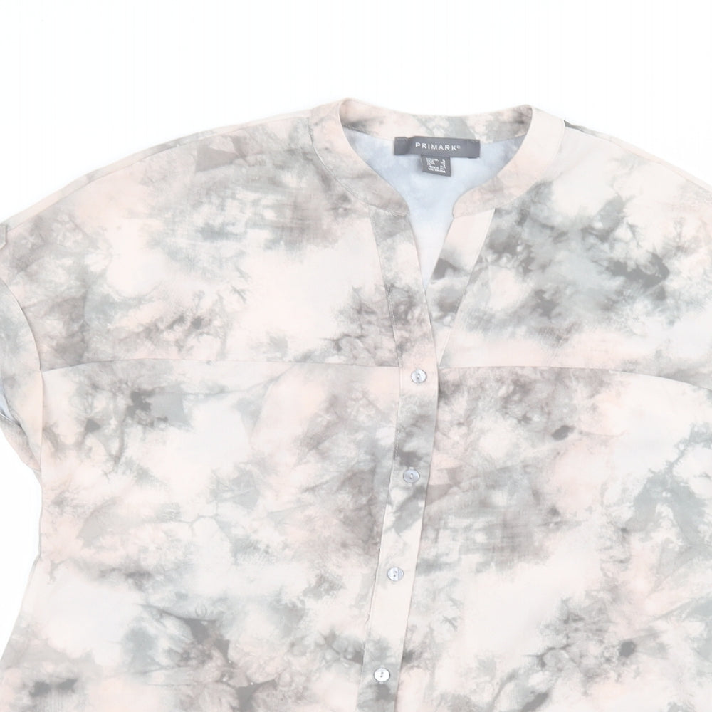 Primark Womens Pink  Polyester Basic Button-Up Size 8 Round Neck