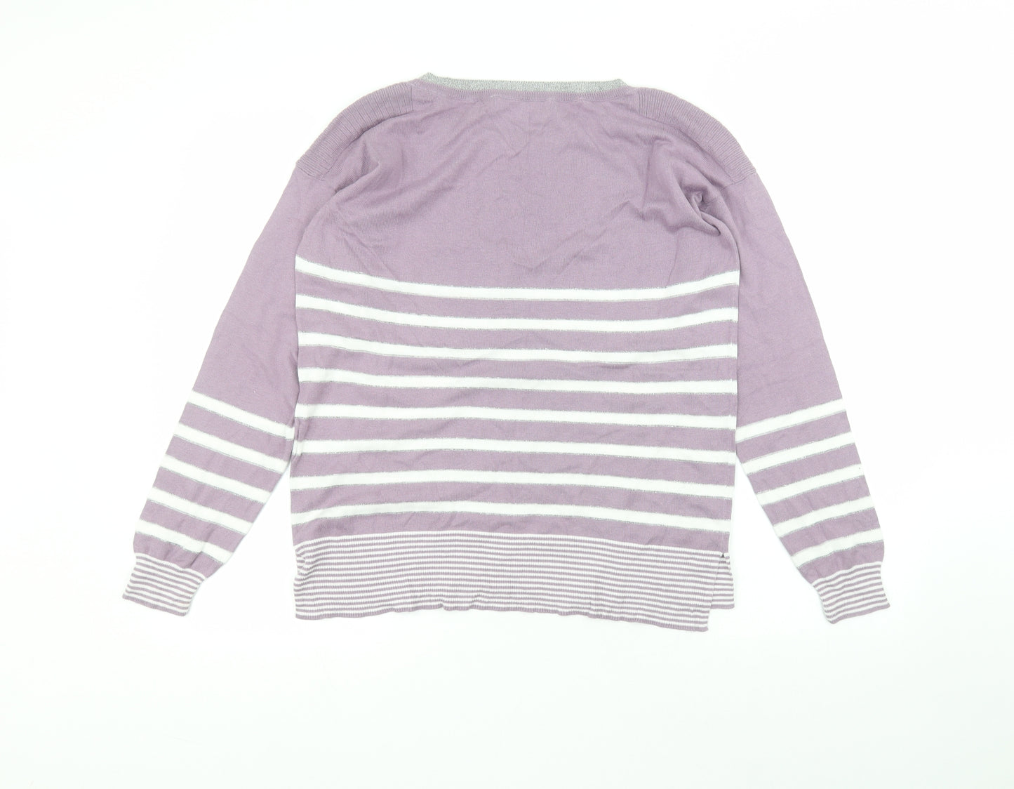 NEXT Womens Purple  Cotton Basic T-Shirt Size 12 Round Neck