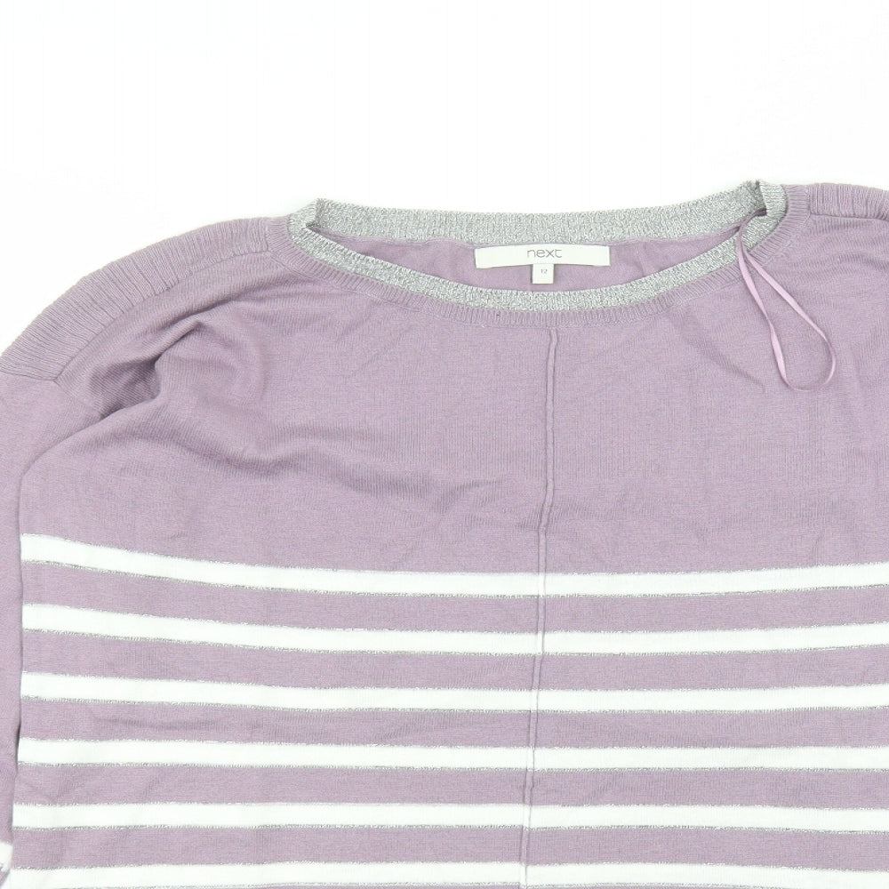 NEXT Womens Purple  Cotton Basic T-Shirt Size 12 Round Neck