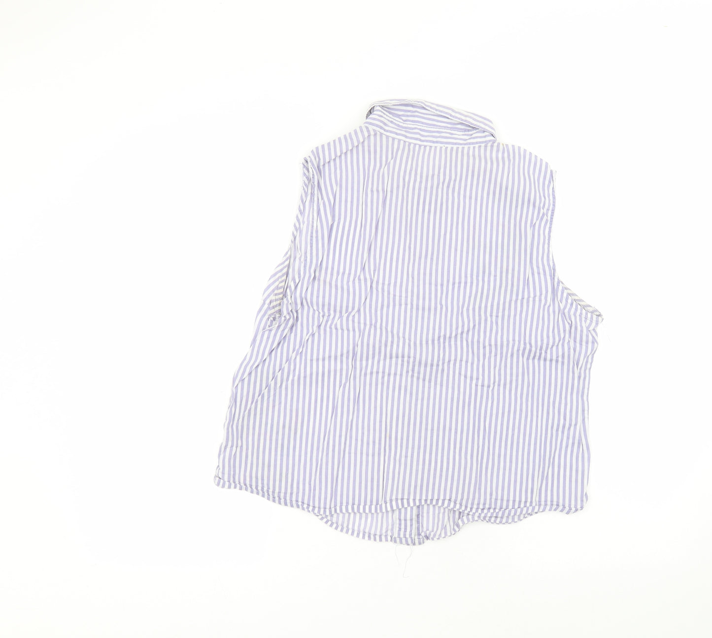 Preworn Womens Purple Striped Cotton Basic Button-Up Size 16 Collared