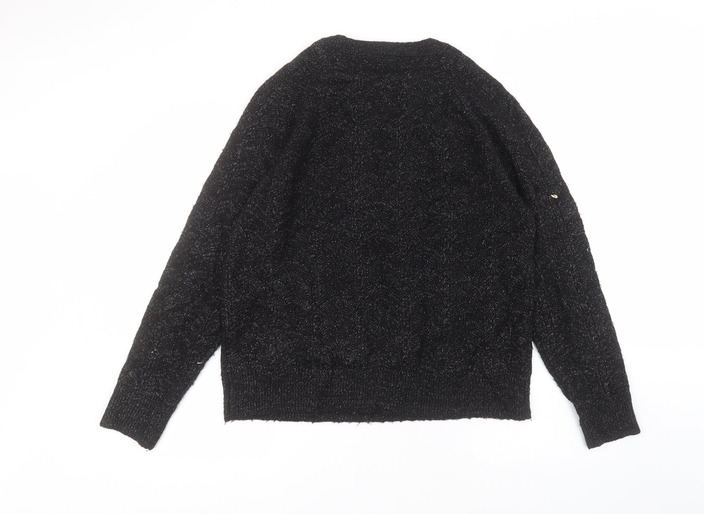 Matalan Womens Black Round Neck  Acrylic Pullover Jumper Size L