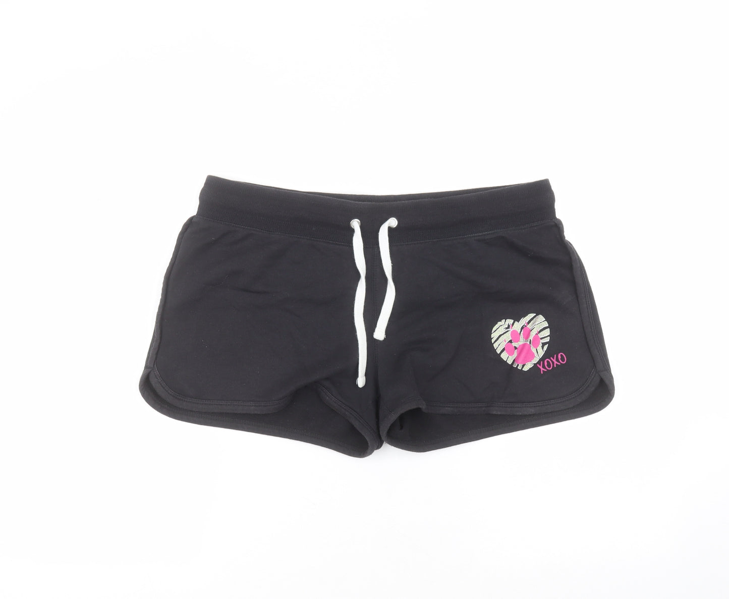 bush gardens Womens Black  Cotton Hot Pants Shorts Size L  Regular
