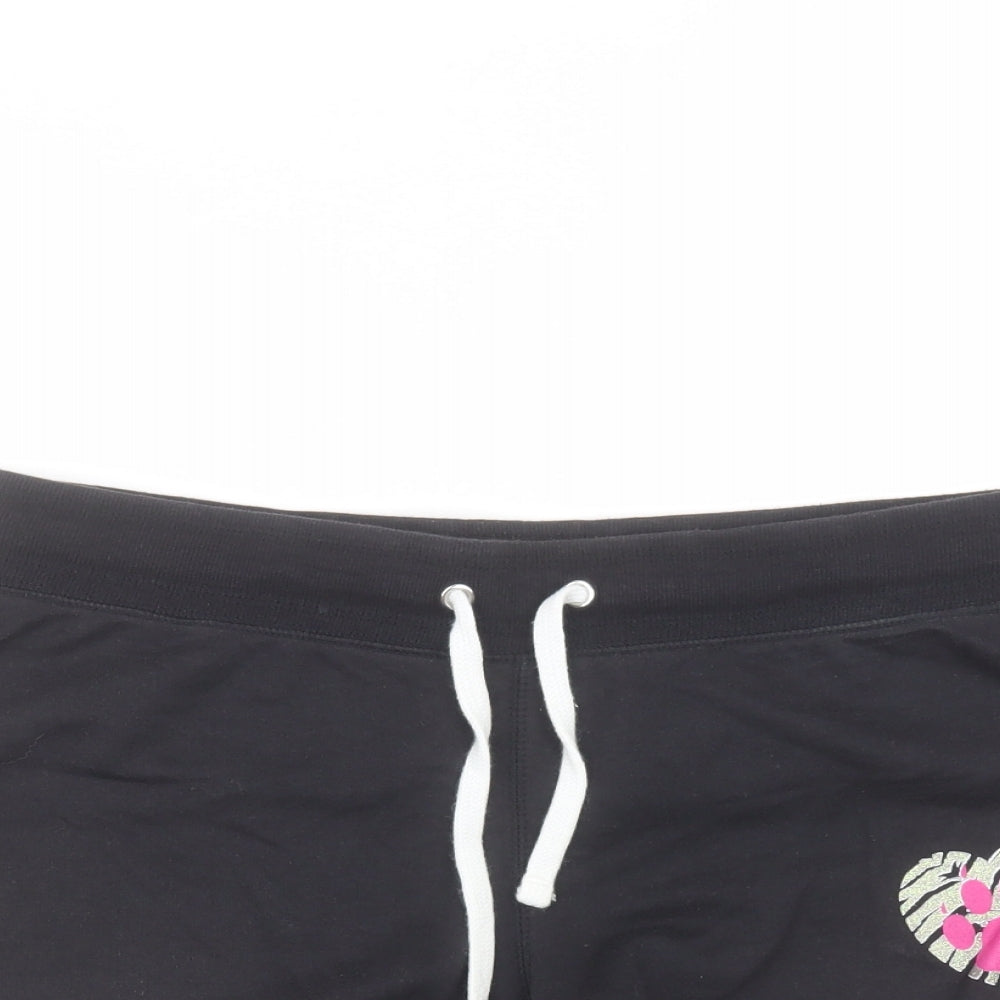 bush gardens Womens Black  Cotton Hot Pants Shorts Size L  Regular