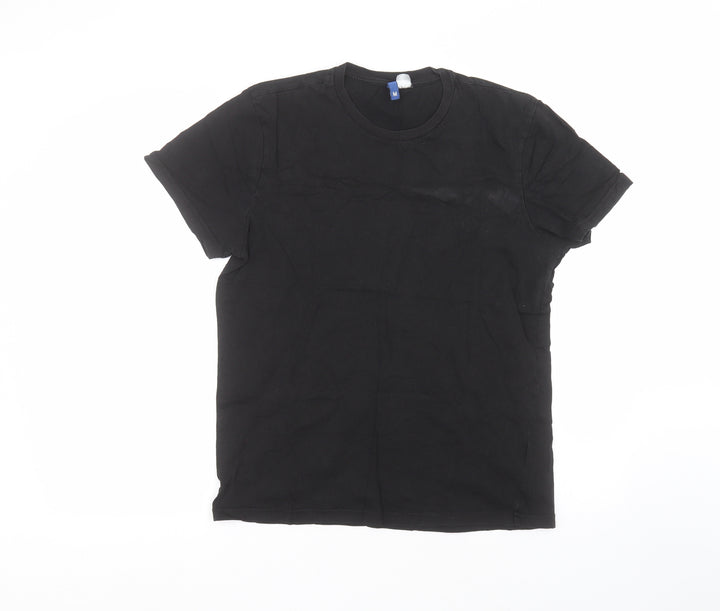 H&M Womens Black Cotton Basic T-Shirt Size M Round Neck