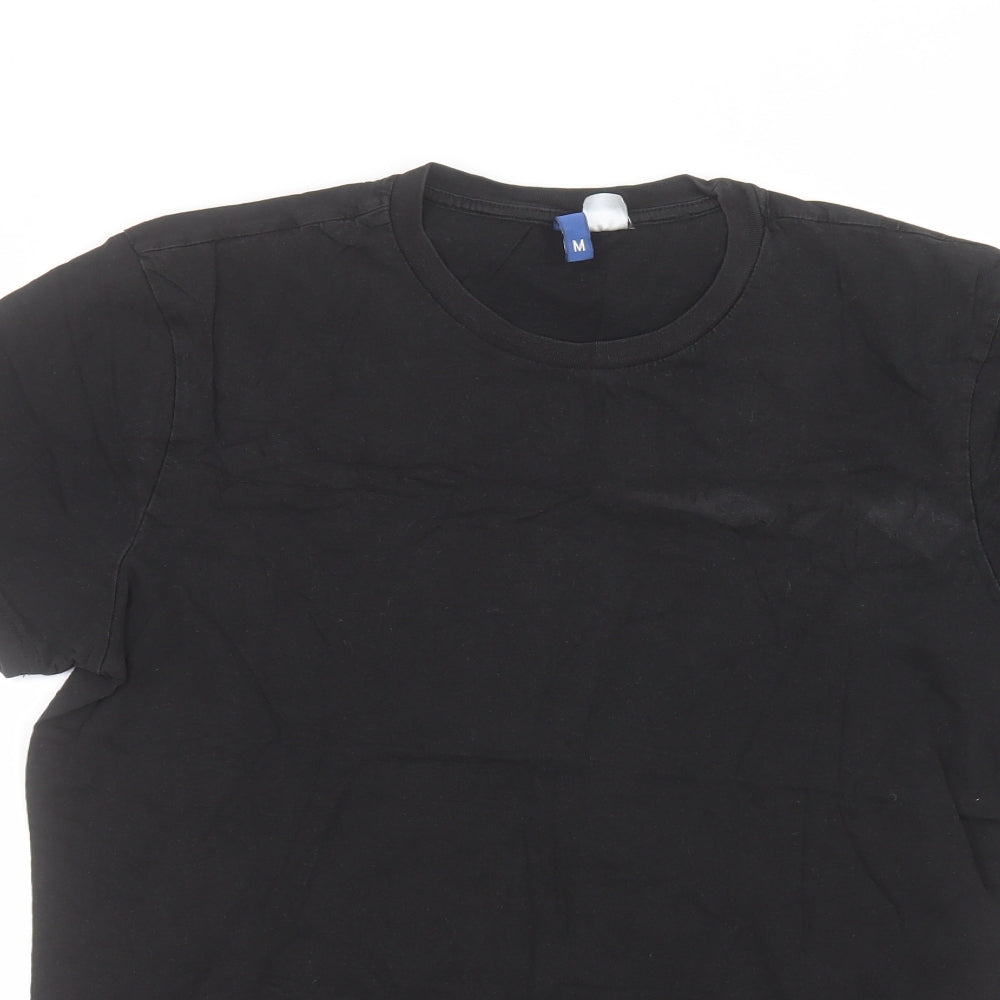 H&M Womens Black  Cotton Basic T-Shirt Size M Round Neck