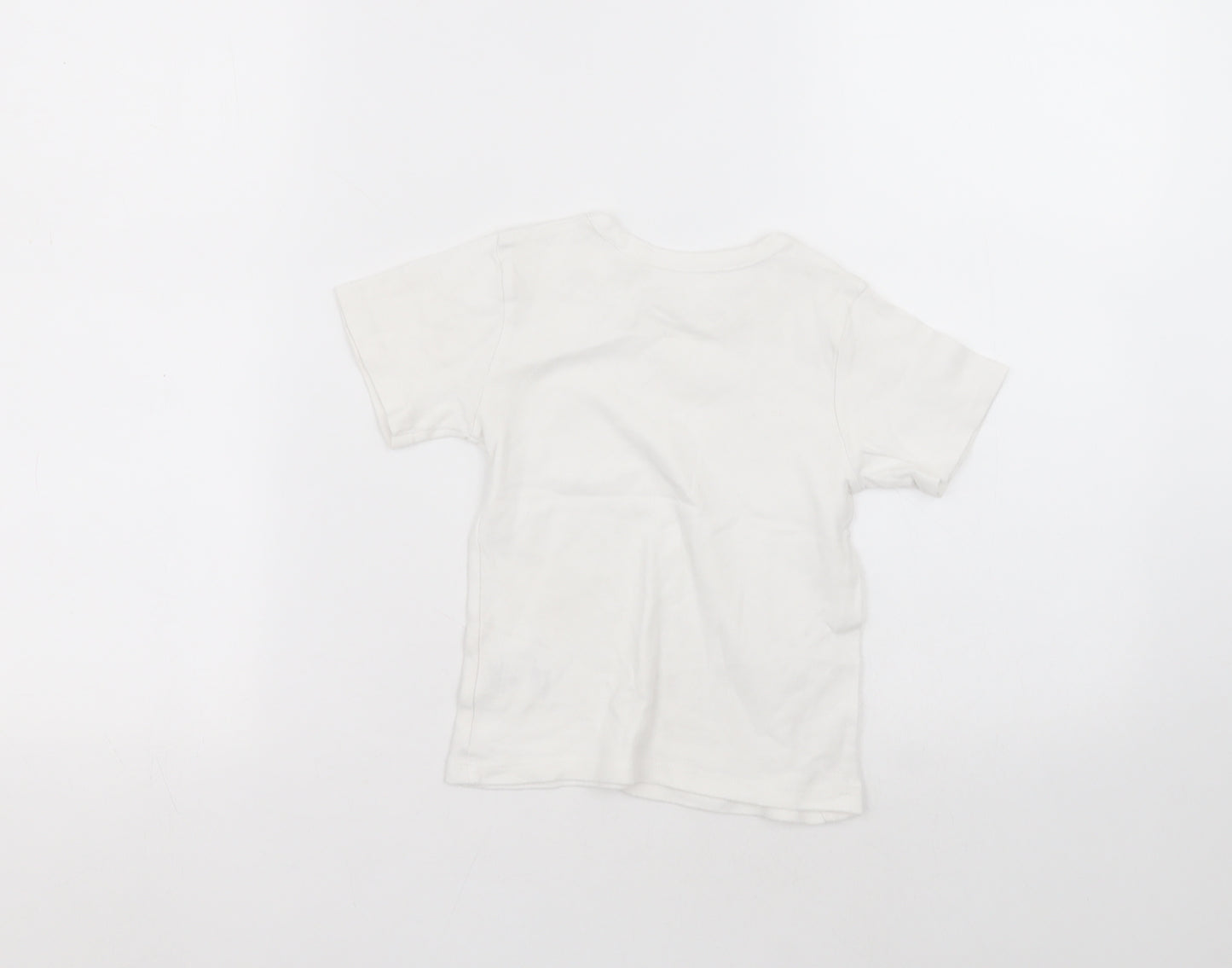 Marks and Spencer Boys White  Cotton Basic T-Shirt Size 4-5 Years Round Neck