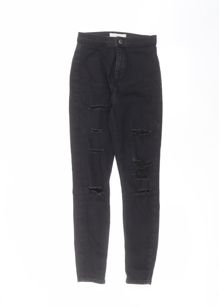 Topshop Womens Black Cotton Skinny Jeans Size 28 in L30 in Regular