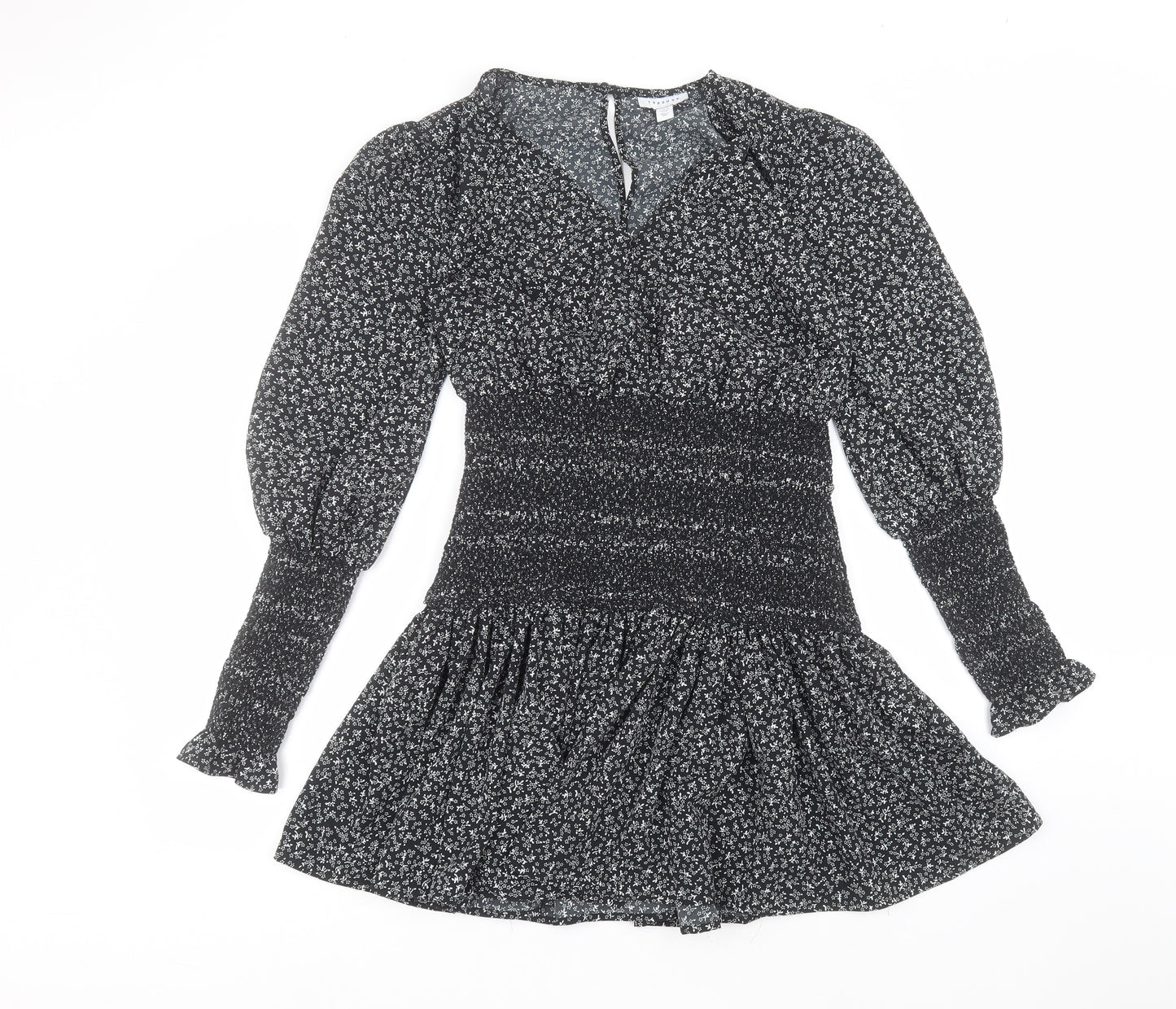 Topshop Womens Black  Polyester A-Line  Size 12  Round Neck