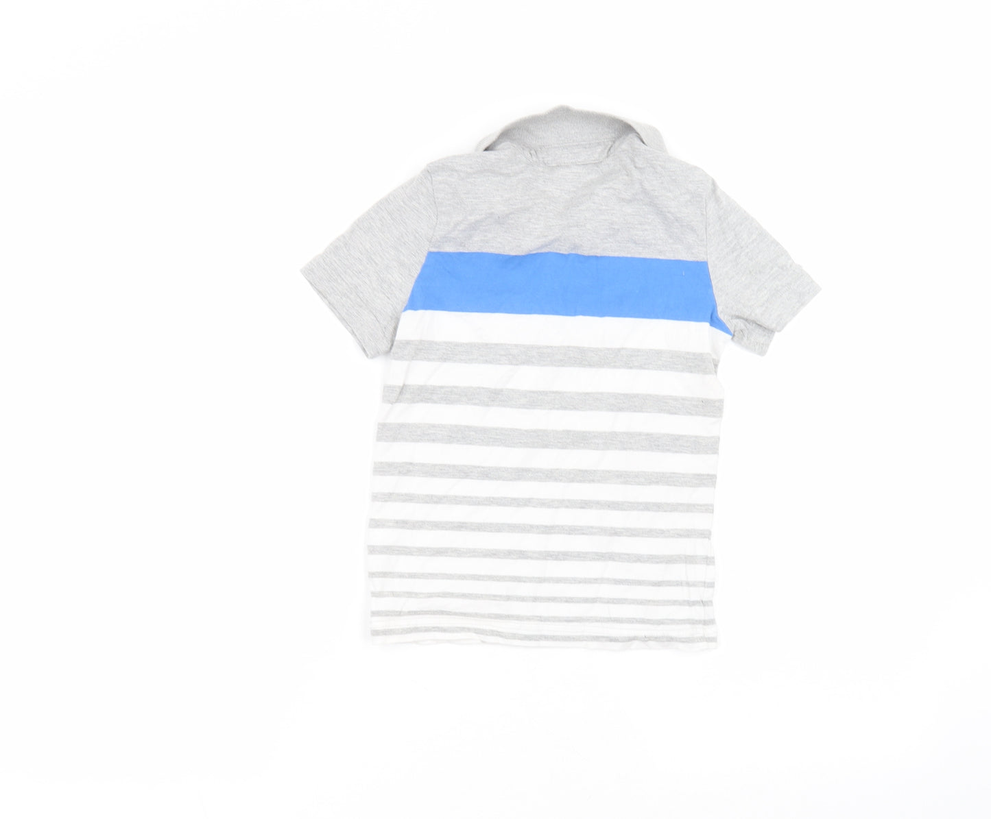 F&F Boys Grey Striped Cotton Basic Polo Size 4-5 Years Collared