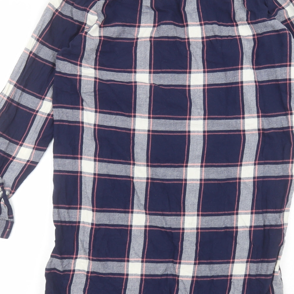 H&M Womens Blue  Cotton Basic Button-Up Size 12 Collared