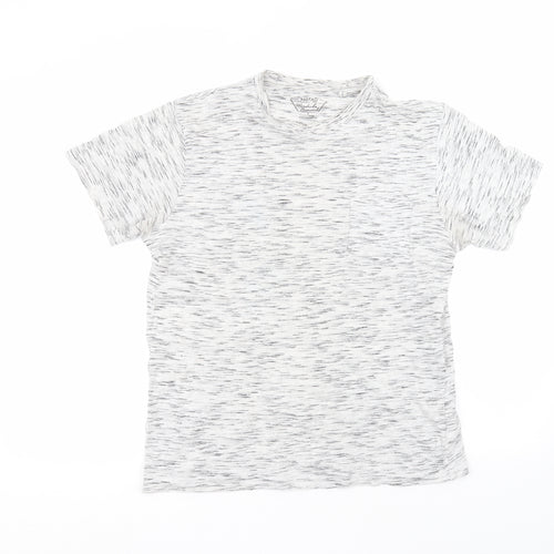 redtag Mens White  Cotton  T-Shirt Size S Round Neck