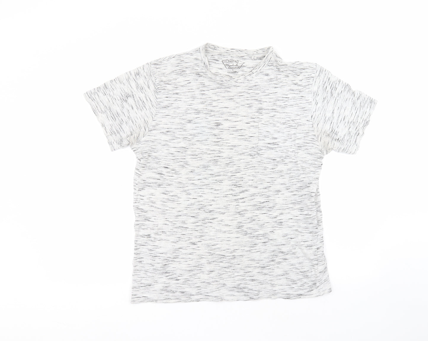 redtag Mens White  Cotton  T-Shirt Size S Round Neck