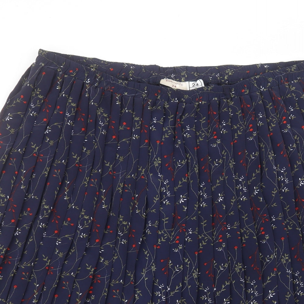 Bonmarché Womens Blue  Polyester Pleated Skirt Size 24