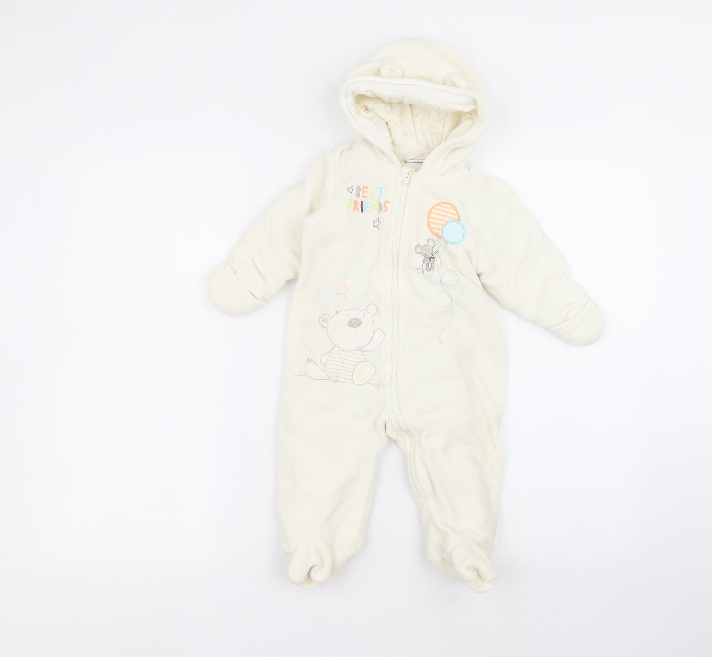 Babys r us Baby White Solid Polyester Babydoll One Piece Size 6-9 Months