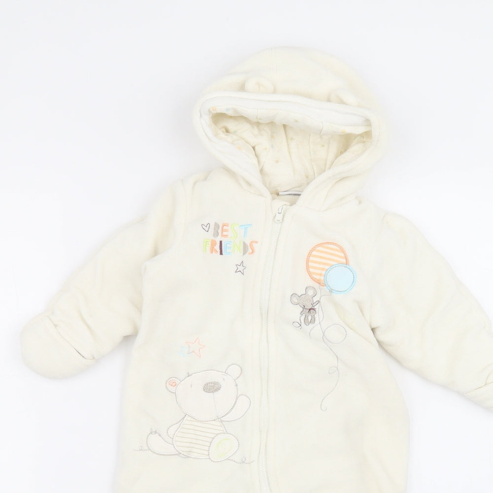 Babys r us Baby White Solid Polyester Babydoll One Piece Size 6-9 Months