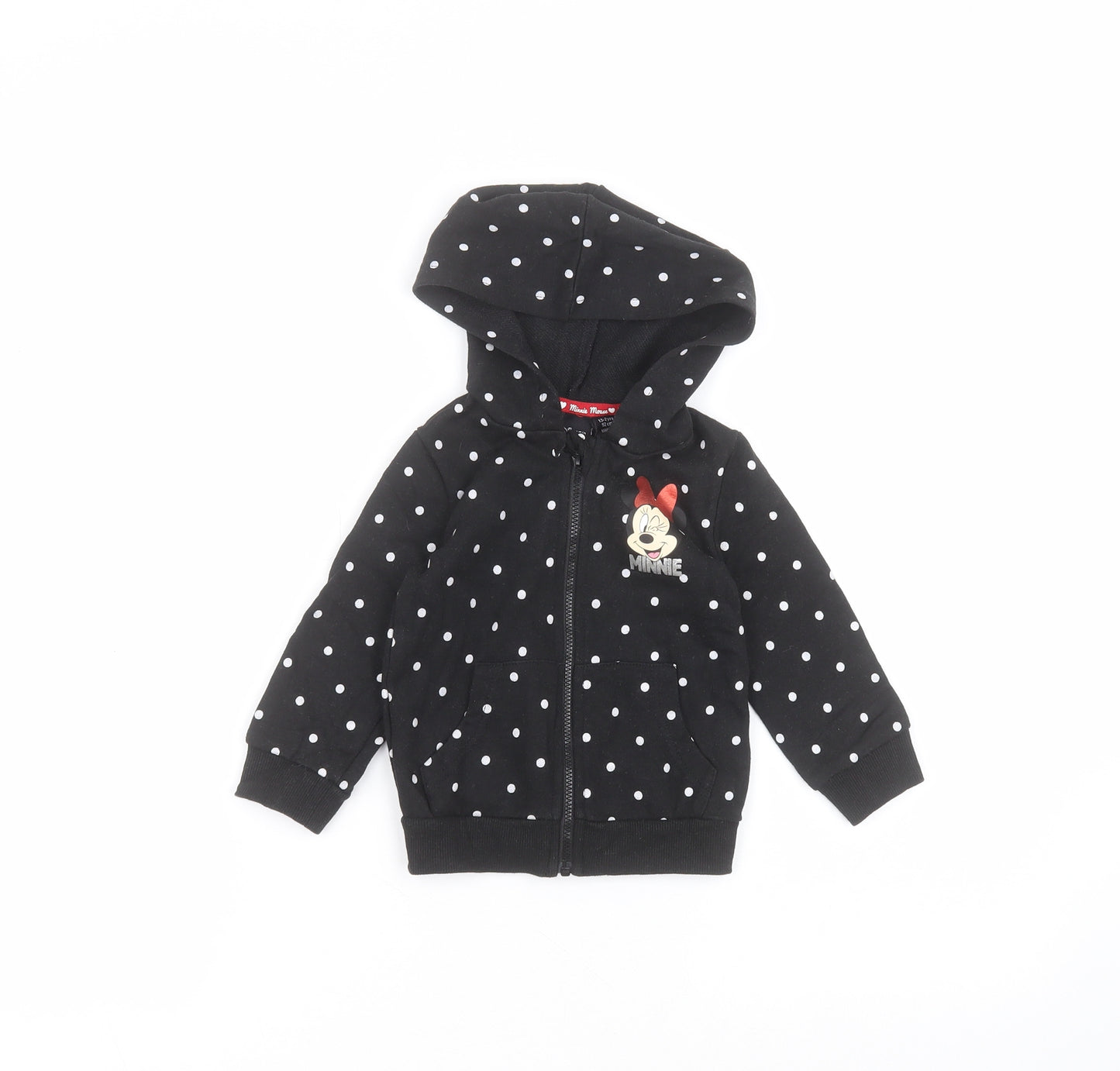 Disney Baby Black Polka Dot Cotton Full Zip Jumper Size 18-24 Months   - Disney
