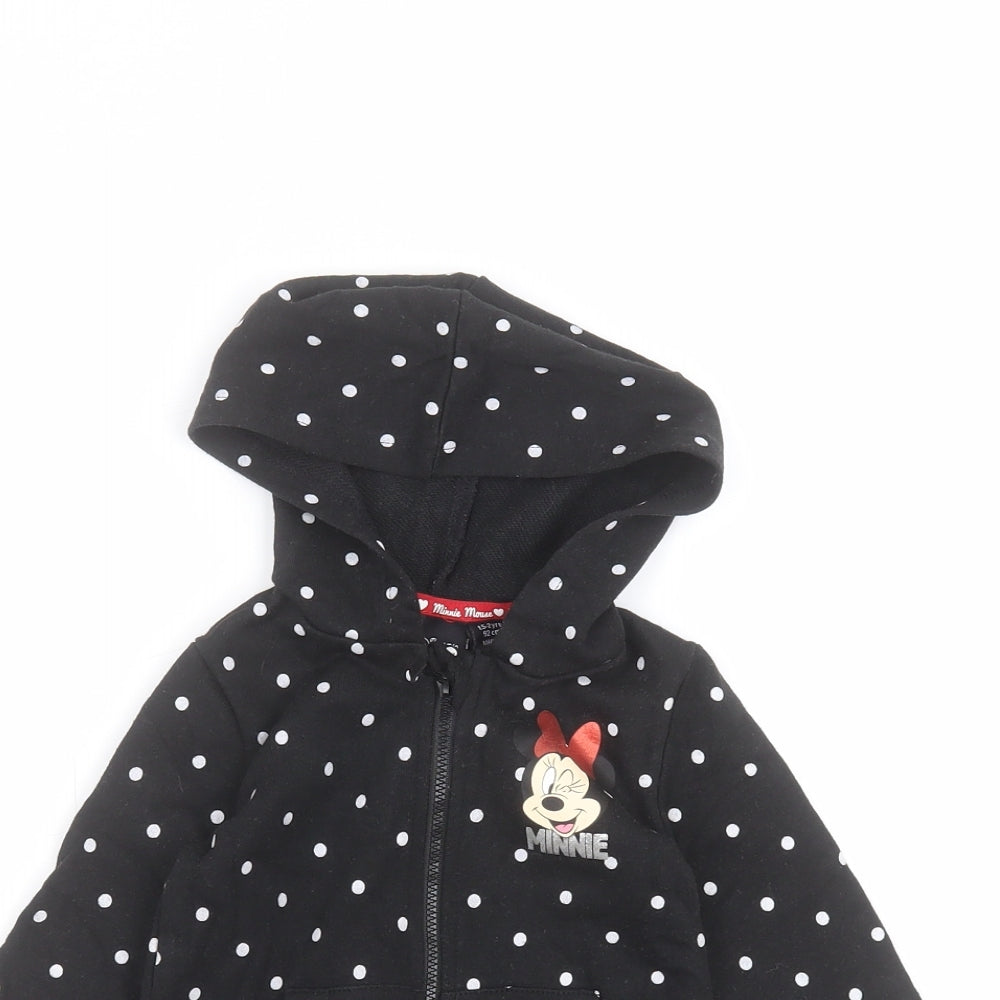 Disney Baby Black Polka Dot Cotton Full Zip Jumper Size 18-24 Months   - Disney