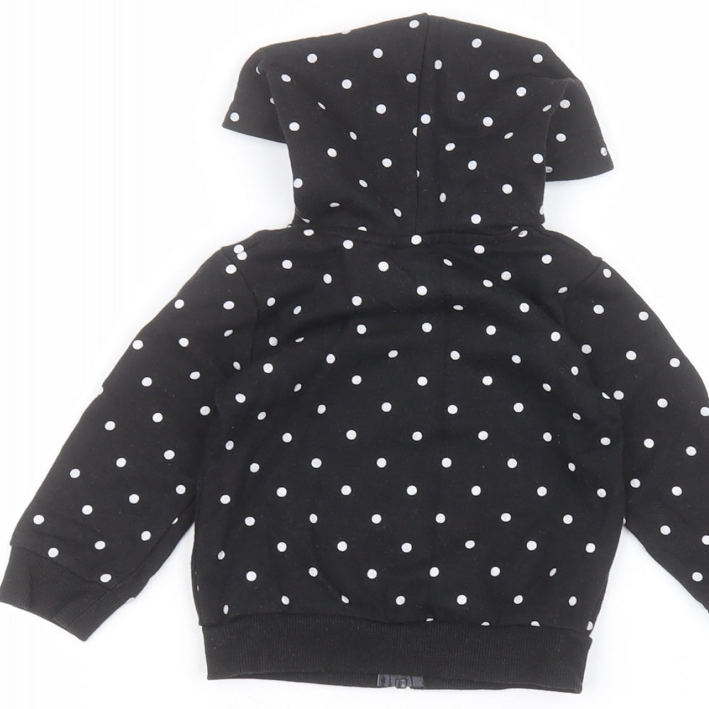 Disney Baby Black Polka Dot Cotton Full Zip Jumper Size 18-24 Months   - Disney