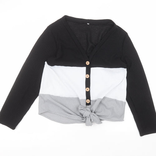 Preworn Womens Black Round Neck  Polyester Pullover Jumper Size XL