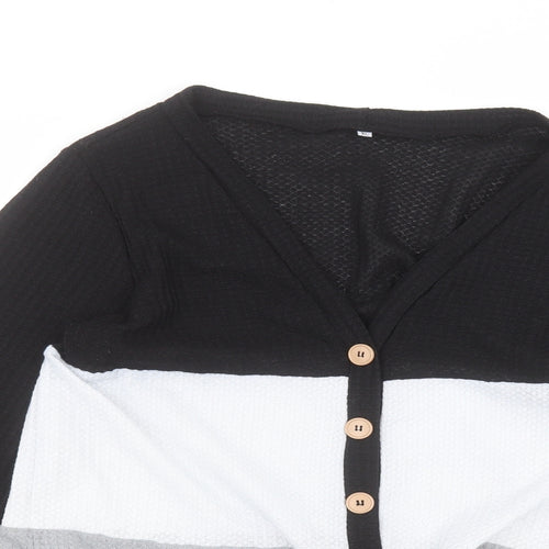 Preworn Womens Black Round Neck  Polyester Pullover Jumper Size XL