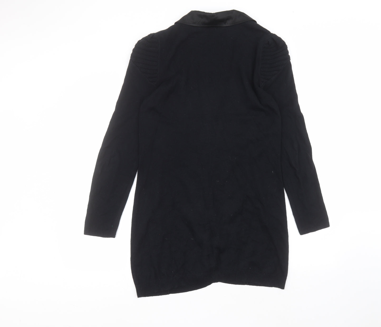 Per Una Womens Black Collared  Cotton Cardigan Jumper Size 12