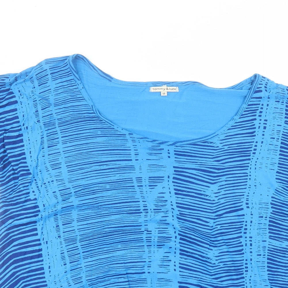 Tommy & Kate Womens Blue  Viscose Basic T-Shirt Size 18 Round Neck