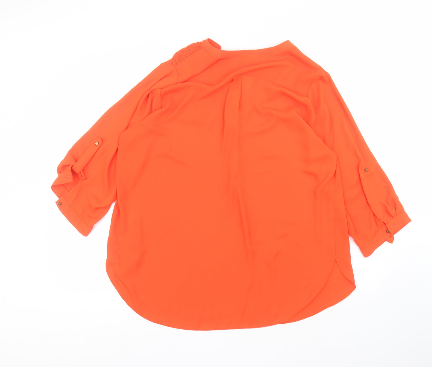 Wallis Womens Orange  Polyester Basic Blouse Size L Round Neck