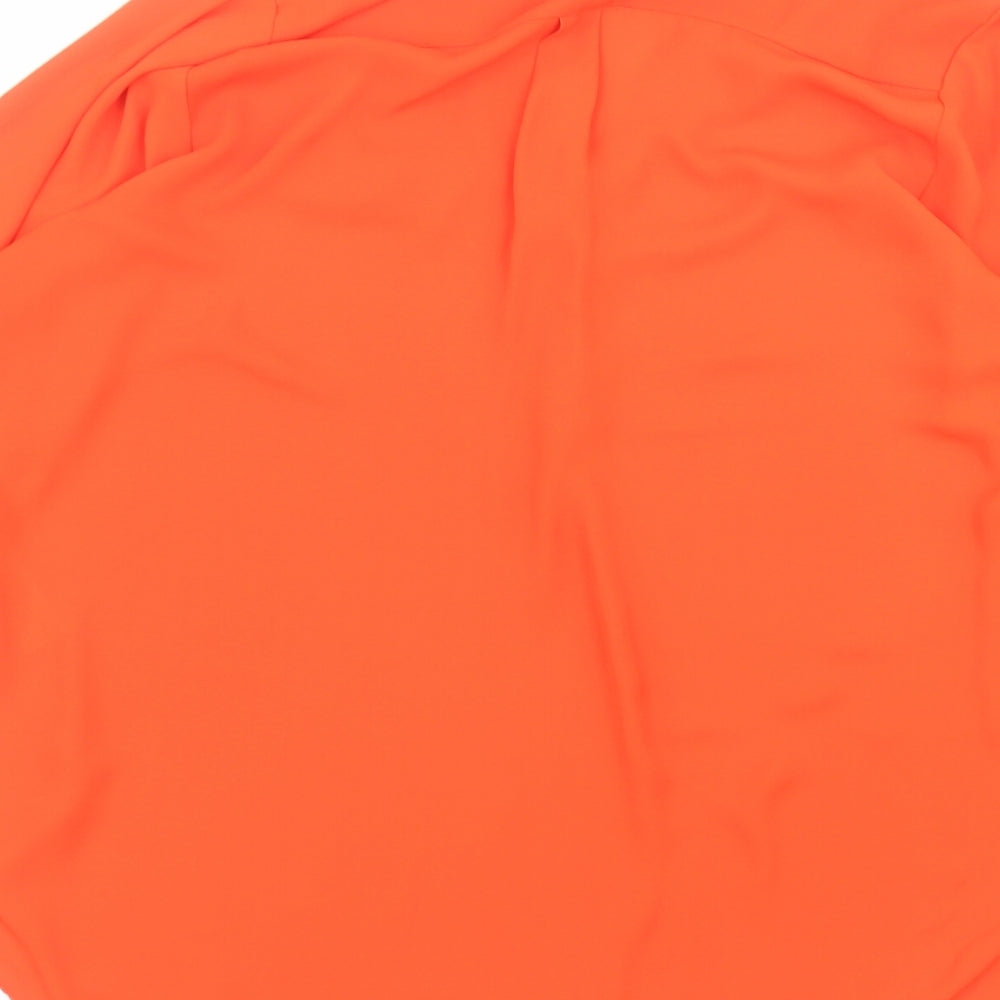 Wallis Womens Orange  Polyester Basic Blouse Size L Round Neck