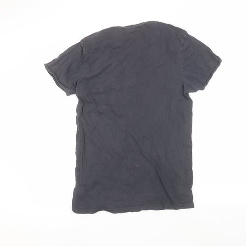 Firetrap Mens Blue  Cotton  T-Shirt Size S Round Neck