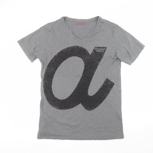 ammesia Mens Black  Cotton  T-Shirt Size L Round Neck