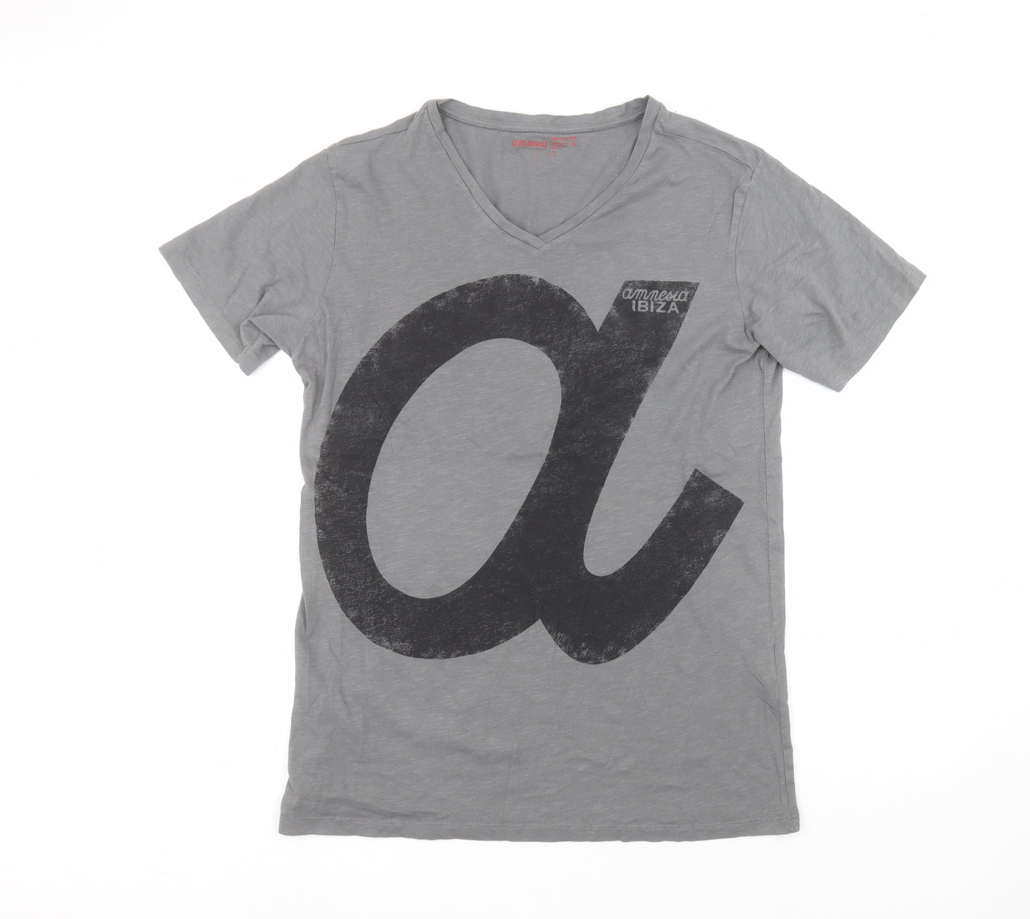 ammesia Mens Black  Cotton  T-Shirt Size L Round Neck