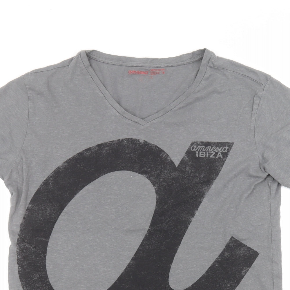 ammesia Mens Black  Cotton  T-Shirt Size L Round Neck