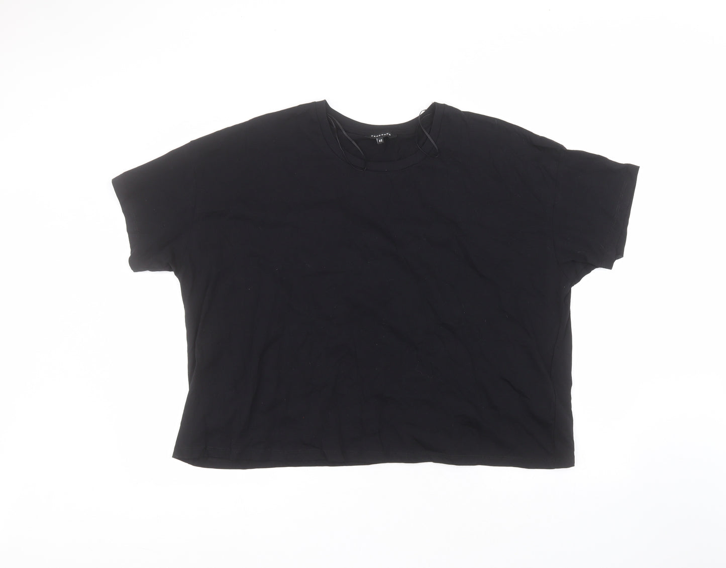 Peacocks Womens Black  Cotton Basic T-Shirt Size 22 Round Neck