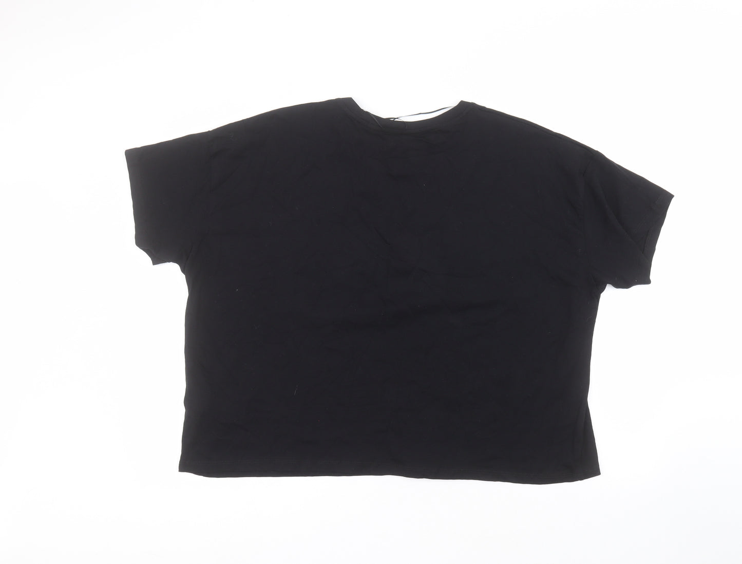 Peacocks Womens Black  Cotton Basic T-Shirt Size 22 Round Neck