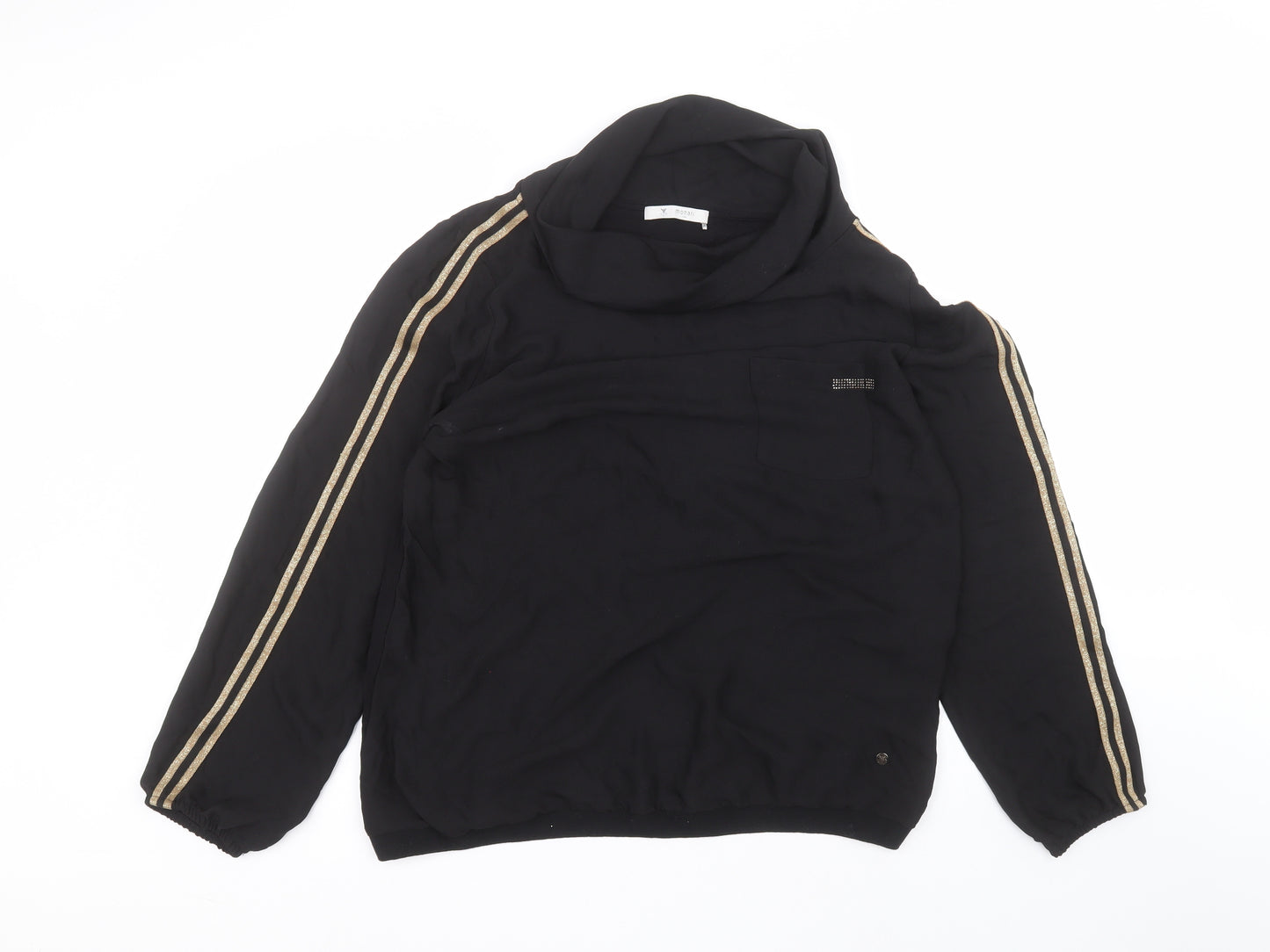 monari Womens Black Round Neck  Polyester Pullover Jumper Size 18