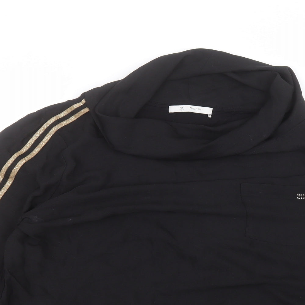 monari Womens Black Round Neck  Polyester Pullover Jumper Size 18
